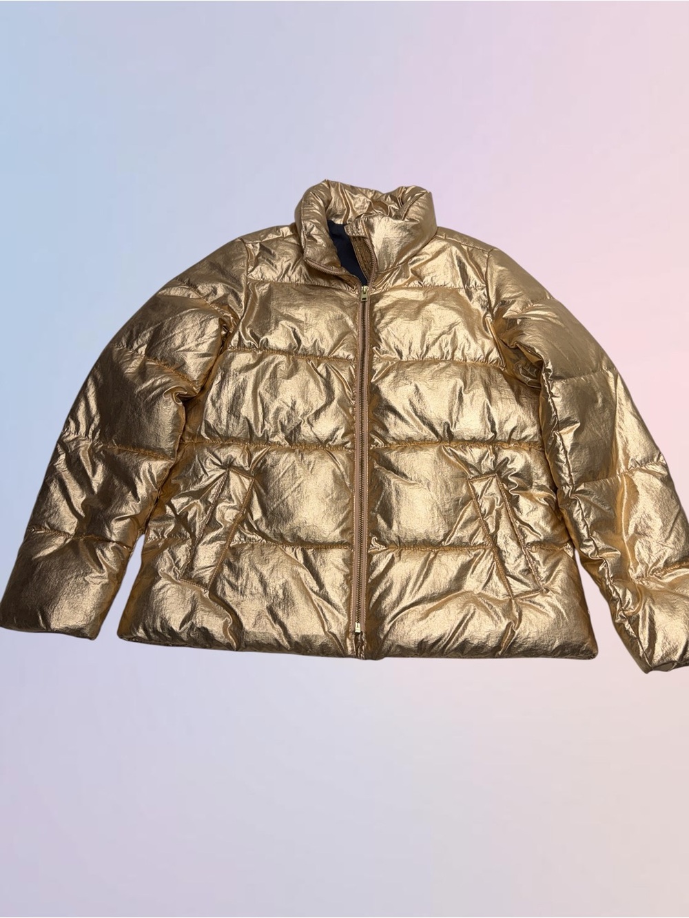 J. CREW Women’s XS Gold Puffy Jacket - Picture 2 of 4